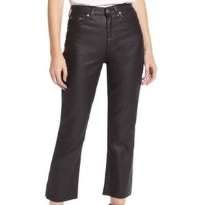 NWT - TOPSHOP STRAIGHT CROPPED BLACK COATED JEANS